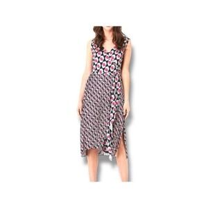 Diane von Furstenberg Tenley Georgette‎ Faux-Wrap Pleated Dress Size 10